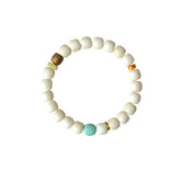 Muchun | Natural White Jade Bodhi & Turquoise Bracelet – Tranquility & Protection